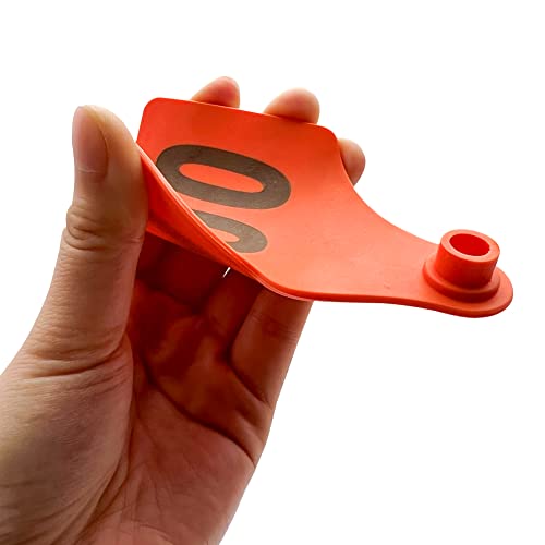 100PCS Cattle Ear Tags 001-100 Numbered Plastic Farm Identification | 4.1x3 Inch Oversize Tags for Cattle Cows Goats Sheep Pigs Hog Calf, Laser Printed Herd Management (001-100, Orange) - color: Orange