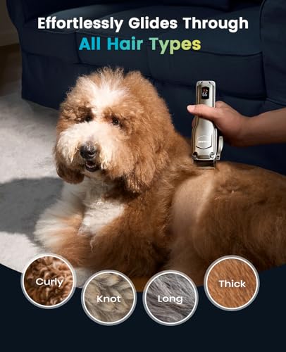 oneisall PC18 Dog Clippers for Grooming for Thick Coat | 6800 RPM High-Speed, Detachable Stainless Steel Blades,4 hours of battery life, Dog Shaver for Thick/Matted/Knotted/Hair