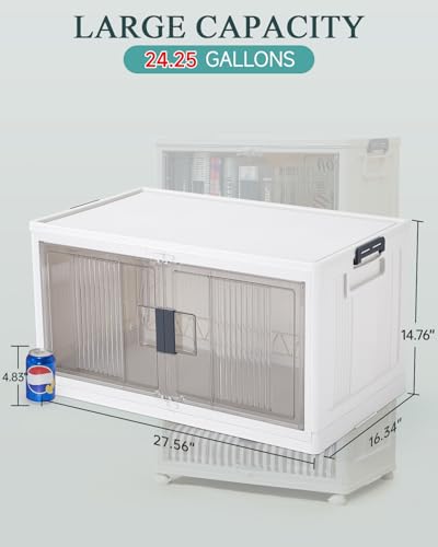 OlarHike 97QT Storage Bins with Lids for Closet, Garage, Shelves, 3 Pack | Multi-Lid, Lockable Cabinet, Large, Doors & Wheels, School, Office, Foldable Container, Stackable Organizers, Plastic Drawers - size: 97QT-White