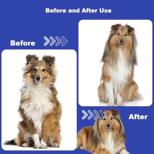 Dog Brush, Cat Brush for Long Haired Cats | Remove Loose Fur Undercoat and Mats, Rounded Pins Reduces Painful Pulling, Not for Tangle and Curly Fur, Sapphire - color: Sapphire