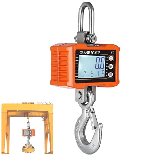 Digital Crane Scale, Heavy Duty Hanging Scale | 2200lb/1000Kg, Backlight LCD Screen, Unit Change/Data Hold/Tare/Zero for Market/Farm/Construction/Factory/Hunting/Sea Fishing