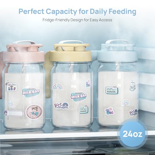 Papablic Breast Milk Pitcher, Formula & Baby Feeding Container, Yellow | Glass | BPA-Free | Leakproof | Safe & Durable | Wide Mouth | Easy to Clean & Dishwasher Safe | No Bubbles & No Clumps - color: Yellow