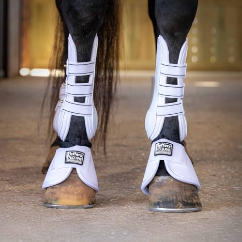 Jeffers Equine Uniquely English Tendon Boots - Open Front Horse Boots, Training Equipment, Protective Gear & Leg Protection for Jumping, Dressage, Training & Travel - color: White, size: Large
