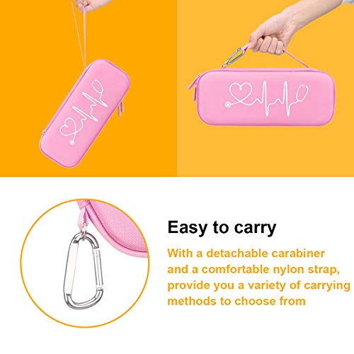 BOVKE Stethoscope Case for 3M Littmann Classic III Monitoring, Lightweight II S.E, Cardiology IV Diagnostic, MDF Acoustica Stethoscopes, Extra Room for Nurse Essentials and Medical Supplies, Pink - color: Pink