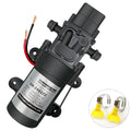 DC 12V Diaphragm Pump, Self-Priming Sprayer Pump, 1.2 GPM 87 PSI Pressure Switch Adjustable water pump, With 2 hose clamps, for RV Camping Shower Garden Irrigation