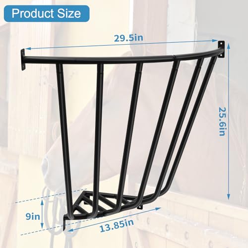 Corner Hay Rack, 29.5 x 13.8 x 26.7 Large Capacity Goat Hay Rack, Heavy Duty Galvanized Metal Wall Hay Feeder for Sheep Horses, etc