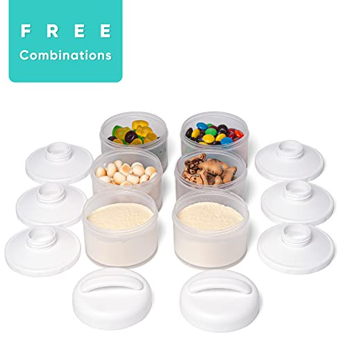 Termichy Stackable Formula Dispenser Portable: Milk Powder Container to go | Separated Compartments Premeasure Storage - Mess-Free Funnel Spout for No-Spill Pouring - for Home or Travel Use - color: White