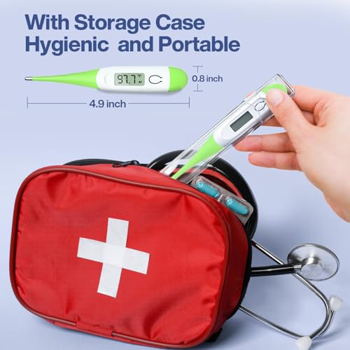 Boncare Digital Thermometer for Adults, Kids & Babies, Light Green | Accurate & Safe Oral and Rectal Thermometer with 10-Second Reading and Fever Alarm - color: Light Green