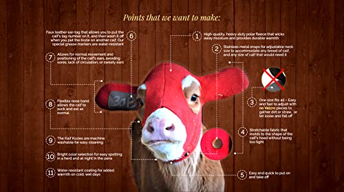 Calf Ear Warmers with Reusable Ear Tags - Ear Muffs for Cows to Prevent Frozen Ears/One Size Fits All Calf Hood/Water Resistant Polar Fleece/Includes Marker for Ear Tag | Water Resistant Polar Fleece, Ear Muffs for Cows to Prevent Frozen Ears, Includes Ma