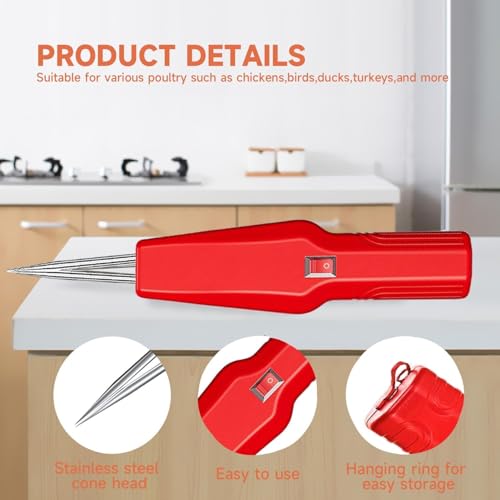 Poultry Plucker Machine - Electric Feather Remover for Chicken, Duck, Goose & Turkey | Vibrant Red