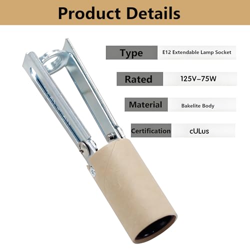 E-12 Length Adjustable Bulb Socket Chandelier Socket with Cardboard Insulator (4，Pack)