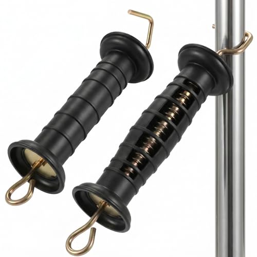 1 Pack Plastic Electric Fence Gate Handles with Spring, Black Insulated Electric Fence Accessories with Poly Tape Buckle Electrics Fences Supplies Spring Handle 11 X 2.4 X 1.6 Inch