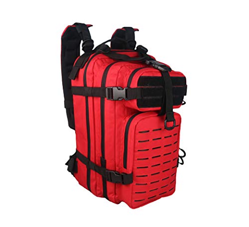 Lightning X Stocked EMS/EMT Trauma & Bleeding First Aid Responder Medical Backpack + Kit (Red) - color: Red