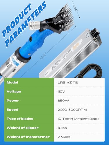 Sheep Shears Electric 850W, Infinite Speed Adjustable 2400-3000RPM | Low-Noise Operation Animal Grooming Clippers with 30V Output Transformer & Anti-Slip Rubber Grip, for Safe, Consistent Use