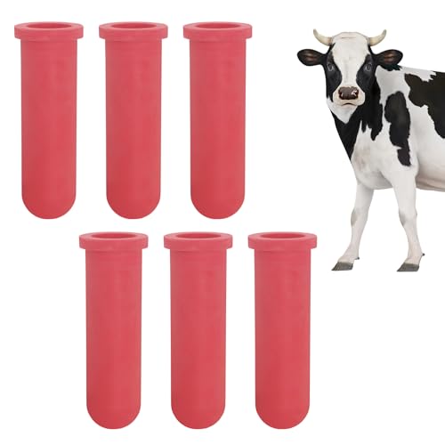 6PCS Calf Feeder Pacifier Teats Soft Rubber Food Grade Feeding Nipples | Bite-Resistant Calf Teat Nipple Replacement Feeding Nipples Farm Supplies, Livestock Nursing Bottle Nipple Milk Bucket Feeder - color: RED