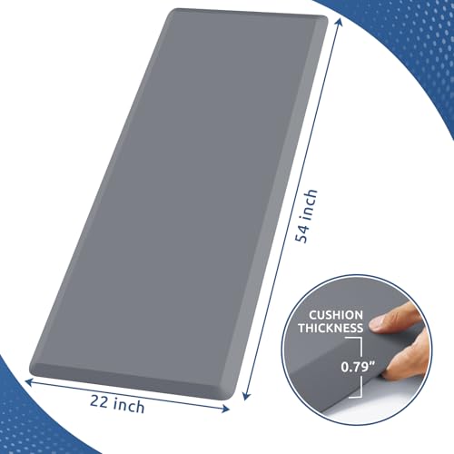 0.8" Thick Kitchen Mat Cushioned Anti Fatigue Rug Comfort Floor Mats | Water-Resistant, Non-Slip, Easy to Clean Comfort Floor Mat for Kitchen, Sink & Office, Multiple Colors & Sizes, 54" x 22" - color: Grey, size: 54"L x 22"W x 0.8"Th