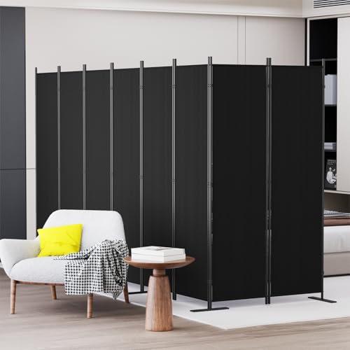 C-Hopetree 8 Panels Room Divider, 6 Ft Tall Indoor Folding Privacy Screen, Portable Partition Separator, Freestanding Separation Temporary Wall for Office, Bedroom, 160" W X 71" H, Black - size: 8-Panel