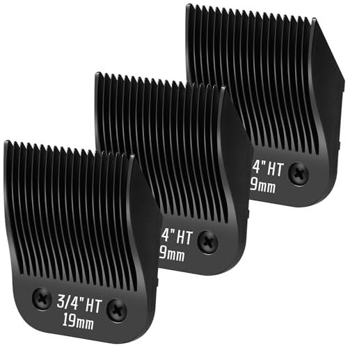 3 Pack 3/4HT Detachable Dog Grooming Steel Blades,Compatible with Andis,Oster A5,Wahl KM-10 Series,Cut Length 3/4" 19MM （Black） - size: 3/4HT-19mm 3 Pack