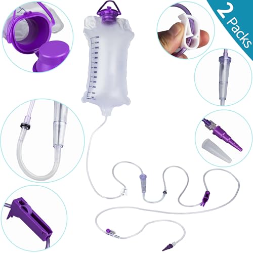 2 Packs Feeding Bag, 1200ml Bags Kit, Delivery Bag Set, Pump Bags, Large Bore