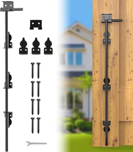 24" Cane Bolt Drop Rod for Gate, Heavy Duty Gate Latch 1 Pack | Gate Latch for Wooden Fence Metal Gates, Gate Ground Stopper Hardware for Wood PVC Vinyl Metal Gates - color: 24"-Black, size: 1 Pack