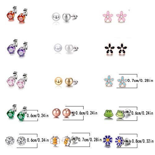 30 Pairs Hypoallergenic Earrings for Girls Sensitive Ears with Stainless Steel Post -Assorted Cute Stud Earrings for Teens Girls Women - style: #1-30pairs