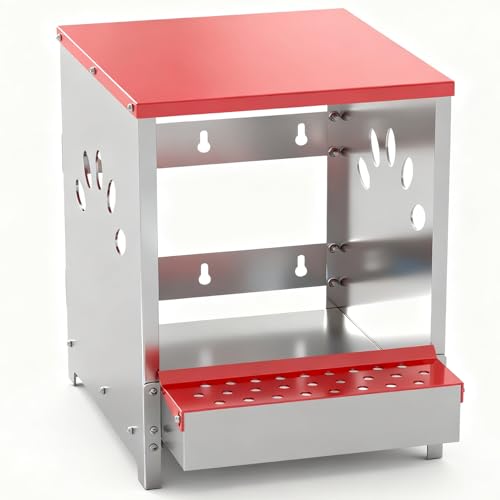 Chicken Nesting Boxes One Hole, Large Metal Hen Laying Box with Swing Perch | Roll Away Egg Collection, Wall Mountable with Vented Holds for Chickens Ducks Birds - size: 4.1"L x 9.9"W x 15.4"H