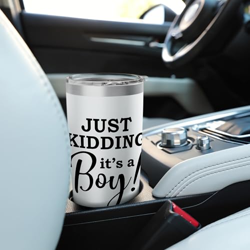 Just Kidding It's a Boy Pink Gender Reveal Party Supplies Stainless Steel Insulated Tumbler