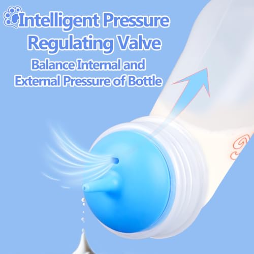 Pet Feeding Bottle,3 Pack Wide Mouth Angled Nursing Bottle, 3 Sizes Nipples with Ventilation Valve Resistant Tearing Perfect for Puppies, Kittens, Small Wildlife（Blue） - color: blue