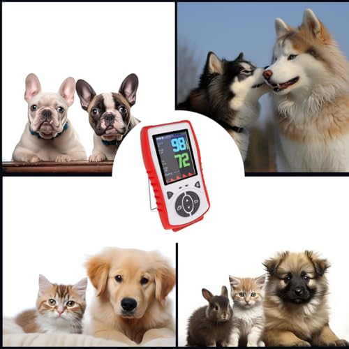 Veterinary Handheld Pulse Oximeter for SpO2/Heart Rate/TEMP | Vet-Recommended, Accurate Reading for Dogs/Cats/Horses/Pets, Rechargeable, Multi-lingual, Silicone Protective Case