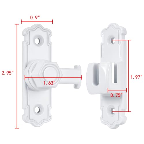 White Aluminum Alloy 90/180 Degree Gate Lock,Barn Door Latches | Flip Gate Latches,Right Angle Door Lock Latch,Sliding Door Latches,for bedroom,garage,window,pet enclosures,drawer,cabinet - color: White