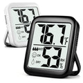 Antonki 2 Pack Room Thermometer Indoor Hygrometer | Monitor Temperature & Humidity, Accurate, Fast Read, Easy To View, Magnetic/Kickstand/Hanging, ℉/℃, w/ Battery, Compact - color: 2 Pcs* Black & White