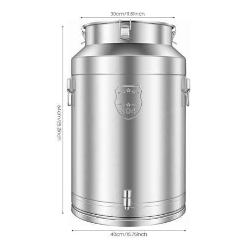 DYNAMI 20Gal 304 Stainless Steel Milk Bucket with Faucet,Thickened 304 Stainless Steel Milk Can w/Sealing Lid, Large Liquid Container Storage,for Milk,Wine, Oil Storage Transport (76L/20Gal,w/Faucet) - size: 76L/20Gal