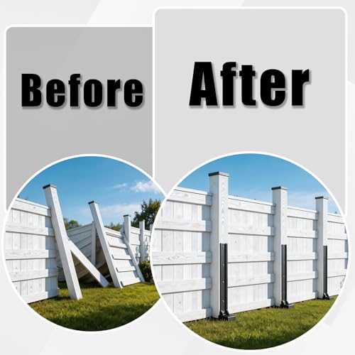 4 Pcs 30" Tall Fence Post Repair Kit | Heavy-Duty Serrated Design Fence Post Repair Piles, specifically designed to repair tilted/broken/ wobbly wooden fences