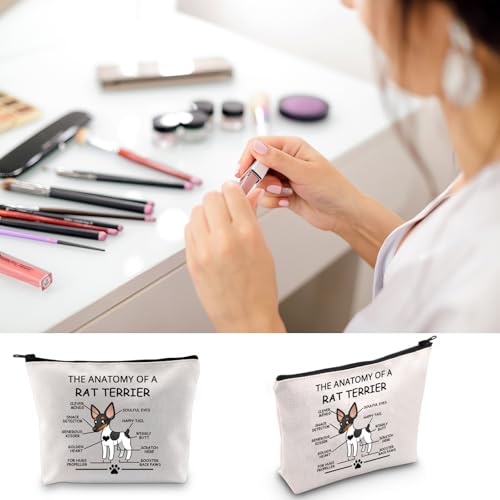 LEVLO Funny Terrier Lovers Gifts The Anatomy of A Rat Terrier Cosmetic Bags Veterinary Mom Travel Toiletry Bags (Rat Terrier) - color: Rat Terrier