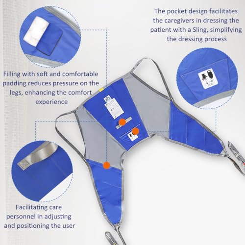 EZ Assistive Patient Lift Sling,Divided Leg Sling with Low or High Back, Lift Sling for Transfer and Positioning and Lifting, 500lb Weight Capacity (Large-Low Back) - size: Large-Low Back
