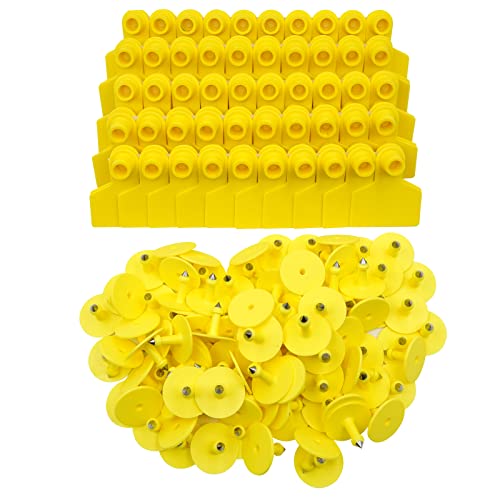 Blank Ear Tags 100 Pieces Livestock Identification Cards Blank Livestock Ear Tags for Cattle Cow Pig Goat Sheep Dog (Yellow) - color: Yellow