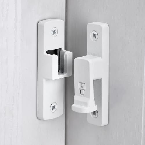 Matte White 90 Degree Barn Door Lock ，Right Angle Door Lock Latch | Zinc Alloy Flip Gate Latches,for bedroom,garage,balcony,barn,sliding door,bathroom,window,cabinet,drawer,pet enclosures - color: Matte White_90 Degree