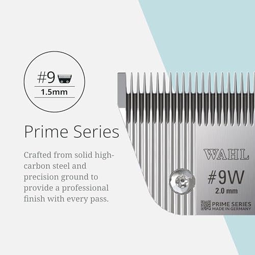 Wahl Pro Animal Wide Prime Series Blade, 2.0 mm, #9W | Solid High-Carbon Steel, Quick-Change System for Dog, Cat, and Horse Grooming - size: #9W