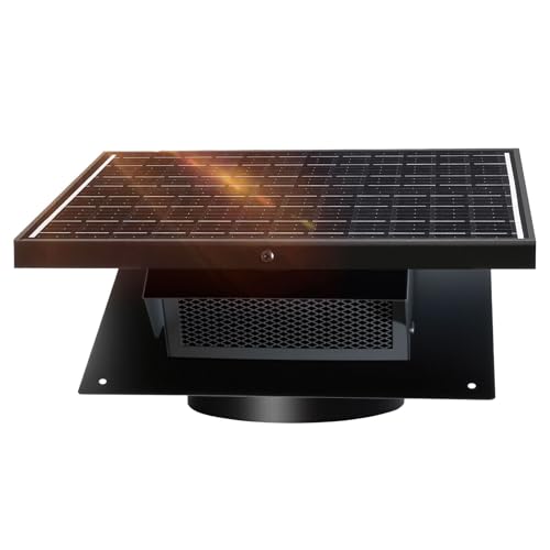 25W Solar Roof Vent Fan with 8-Inch Removable Roof Vent, Solar-Powered Attic Exhaust Fan for Enhanced Ventilation. Ideal for Home, Garages & Warehouses–Energy-Efficient & Easy Install, Black