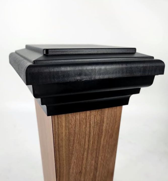 4x4 Black Flat Post Cap Most Common fits (3.5"x3.5" up to 3.75"x3.75") Pressure Treated Post. Newel Newport Top for Outdoor Fences, Mailboxes & Decks, UV Stable Polymer | UV stable polymer, American made, patented installation, corrosion resistant, weathe