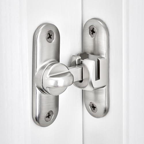 Silvery 90/180 Degree Barn Door Latches,Flip Gate Lock | Zinc Alloy Flip Gate Latches,Right Angle Door Lock,for bedroom,garage,sliding door,window,cabinet,drawer,pet enclosures - color: Silvery