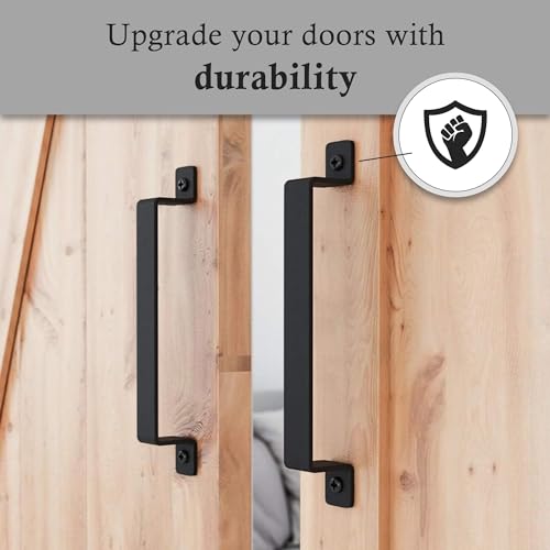 12" Barn Door Handle for Gate, Kitchen, Sheds, Garage - Pull Handle for Sliding Barn Door - Grab Handle - Barn Door Hardware - Black