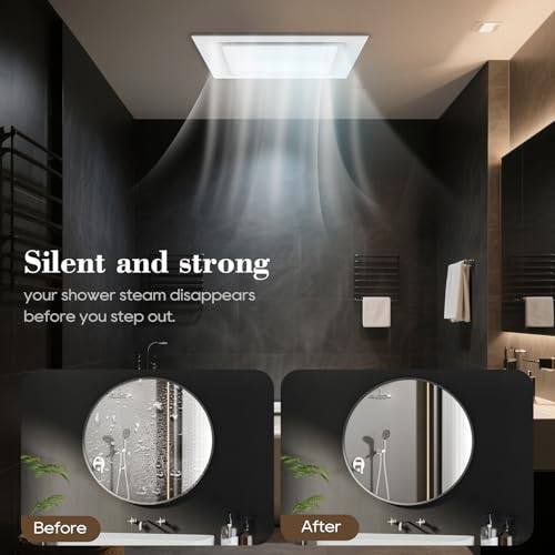 Ultra Quiet Bathroom Exhaust Fan with Light, 120 CFM, 1.0 Sones | 1000 Lumens LED Light, Easy Installation, Energy-Efficient Design, 10" × 10" Ceiling Mount
