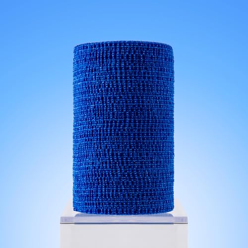 PowerFlex Equine – Extra Strong Self-Adhering Bandage Wrap – Wound Care, Compression & Support Bandage for Horses, Cows & Dogs – Blue, 4 inch, 4 Rolls (Resealable Case) - color: Blue