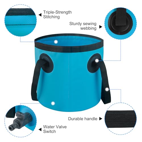 Car Wash Bucket with Drain Valve, 5 Gallon Collapsible Bucket for Cleaning, Portable Ice Buckets Laundry Wash Basin for Fishing Beach Gardening Soaking Feet RV Essentials Outdoor Camping Supplies - color: Blue, size: 20L