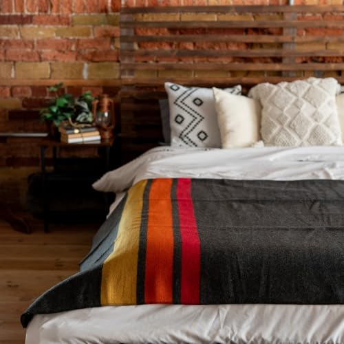 Arcturus Rainier Wool Blanket - Warm, Heavy, Washable, Bed Blanket | Great for Home & Camping (Sunset Peak, Queen) - color: Sunset Peak, size: Queen