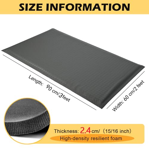 2 x 3 FT Anti Fatigue Mats Industrial 1 Inch Thick Soft Sponge Ergonomic Mat Durable Heavy Duty Diamond Plate for Standing Non Slip Industrial Grade Floor Mat for Leg & Back Pain (Gray) - size: 35.4"L x 23.6"W x 1"Th