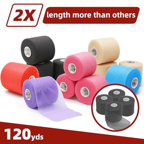 OK TAPE Pre Wrap Tape 4-Rolls 120 Yds Athletic Foam Underwrap for Sports | Protect for Ankles Wrists Hands and Knees, Soft, Breathable, Skin-friendly and Latex-free 2.75 Inches - Red - color: Red, size: 2.75 Inch x 30 Yards