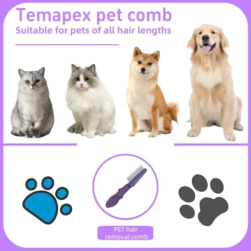 Pet Comb for Dogs & Cats with Long & Short Stainless Steel Metal Teeth For Shedding and Tangles, Non-Slip & Anti-Static Rubber Handle, Safe & Gentle Pet Grooming Comb - size: Pet Grooming Comb