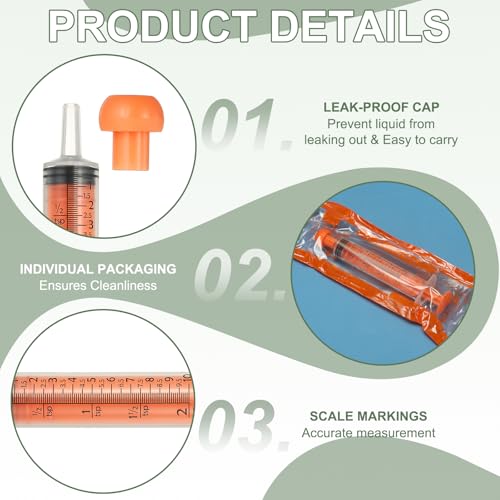 Feeding Syringes with Cap, Plastic Syringes for Liquid Pet Feeding Measuring Tool No Needle 10ml, (Orange, 20 Pcs), Intended for Dog / Cat / Rabbits / Small Animal / Scientific Lab - color: Orange